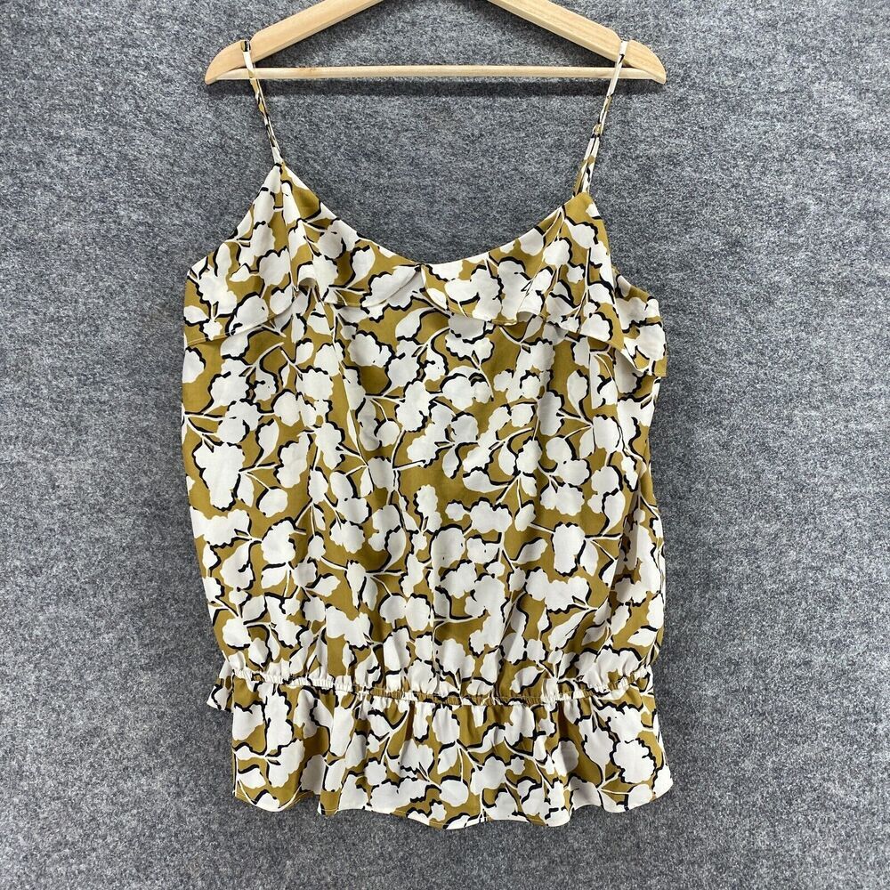 Gap Blouse Women 2XL Yellow Floral  Spaghetti Strap Pullover